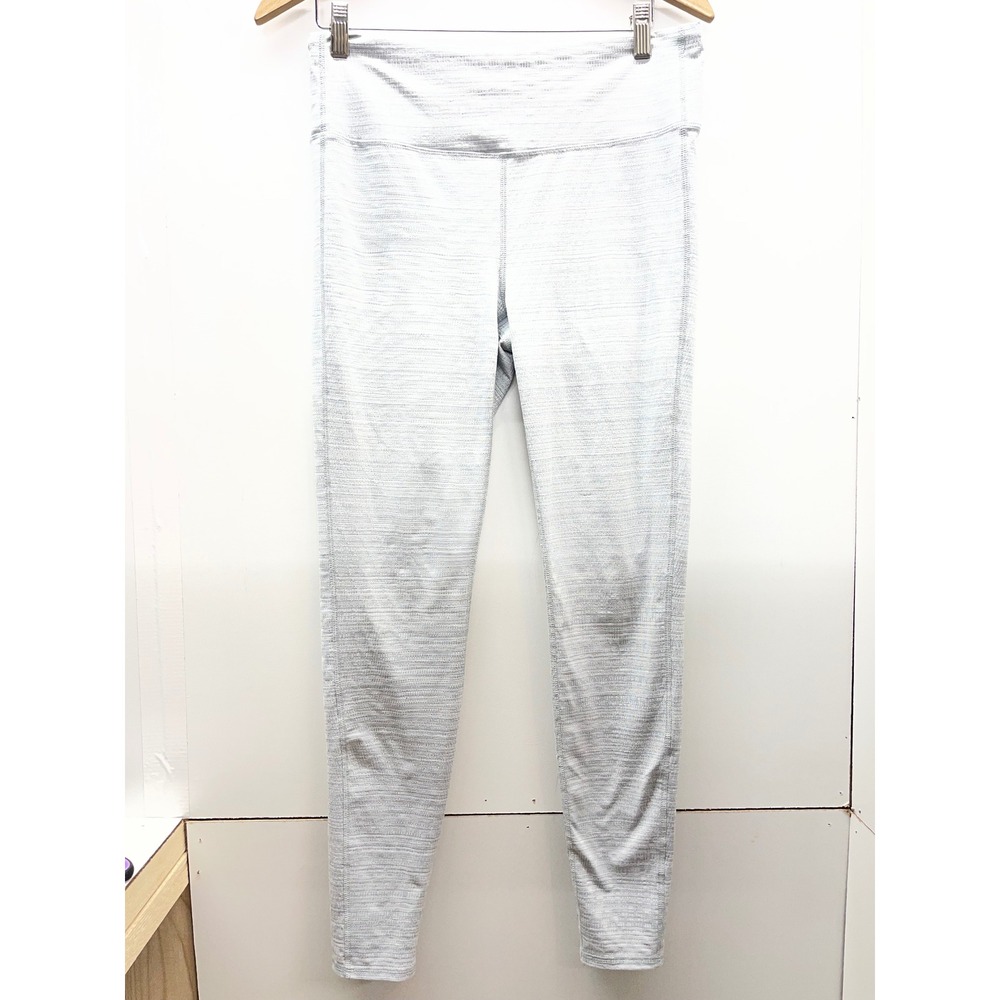 Athleta Womens High Waisted Space Dye Heathered Gray Leggings Yoga Pants Large